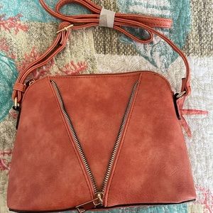 Peachy Orange Purse w/ matching make up bag